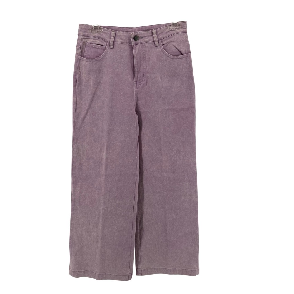 Entro Womens Purple Mineral Wash High Waisted Wide Leg Jeans Size M Relaxed Fit